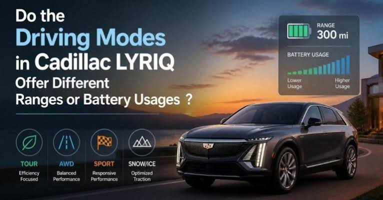 Do the Driving Modes in Cadillac Lyriq Offer Different Ranges or Battery Usages?